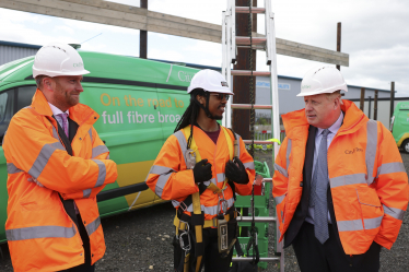 Matt Vickers with Boris Johnson at CityFibre site in Stockton-on-Tees