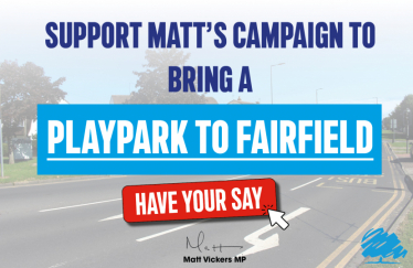 Bold text reading "Support Matt's campaign to bring a playpark to fairfield" 